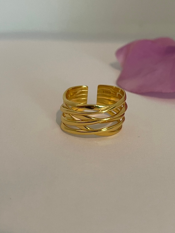 18K Gold Over Sterling Silver 925 Multi Layered Adjustable 18K Gold Over Sterling Silver 925 Multi Layered Adjustable