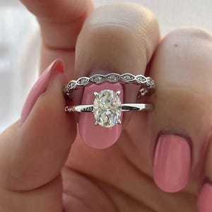 Yellow Gold Vermeil, Rose Gold Vermeil, Sterling Silver 925 bridal set with 1.5CT oval cut Solitare engagement ring and full eternity band