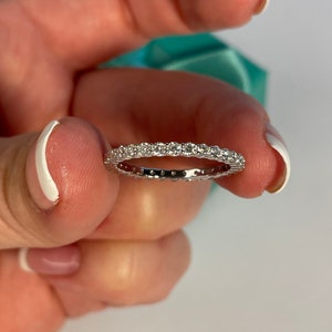 The Scarlett. Sterling Silver 925 2mm Eternity Band with the Finest Simulated Diamonds