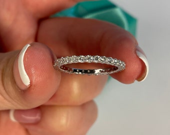 The Scarlett. Sterling Silver 925 2mm Eternity Band with the Finest Simulated Diamonds