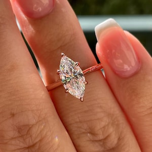 Marquise Schnitt CZ Diamant Verlobungsring, Sterling Silber Marquise Schnitt, Gold Vermeil Verlobungsring, Rose Gold Ring, Geschenk für sie Bild 1