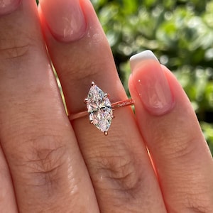 Marquise Schnitt CZ Diamant Verlobungsring, Sterling Silber Marquise Schnitt, Gold Vermeil Verlobungsring, Rose Gold Ring, Geschenk für sie Bild 10