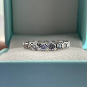 The Sloan. Sterling Silver 925 3.5mm Bezel Eternity Band With CZ Diamonds