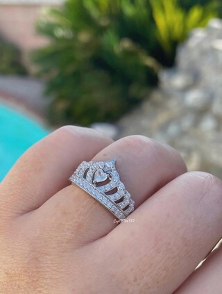 Uloveido Anello Corona Principessa Con Zaffiro Simulato | Gioiello Fede In Ottone Con Zirconi | Regalo Fidanzamento E Promessa
