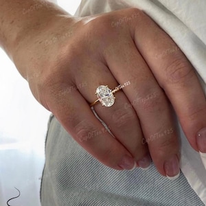 The Brooklyn. Yellow Gold Vermeil, Rose gold vermeil, Sterling Silver 925 2.5CT,  3.5CT Oval Cut CZ Solitaire Engagement Ring, travel ring.