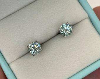 Grün Aqua Blau Moissanit 1,6 CTTW (0,8ct + 0,8ct) Ohrstecker in Sterlingsilber 925