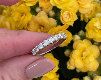 The Eva. Sterling Silver 925 3mm Half Eternity Band with the Finest 5A Grade CZ Diamonds or Moissanite
