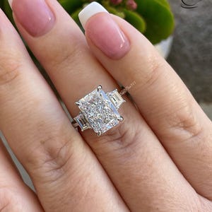 Radiant Cut CZ Engagement Ring 3.5CT crushed ice cut, Sterling Silver 925