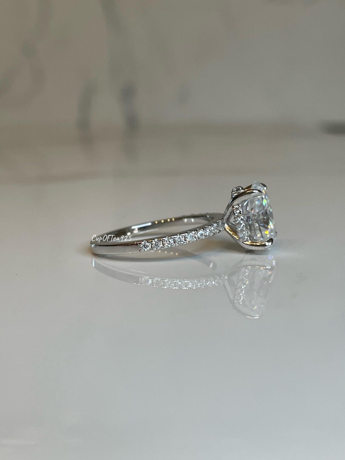 Sterling Silver 925 Engagement Ring Set With D VVS 2.5CT Oval Cut ...