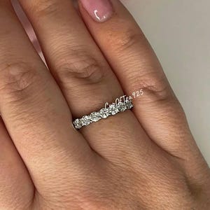 Moissanite Sterling Silver 925 Half Eternity Band With the Finest white D color VVS Moissanite, Wedding Band, Engagement Ring