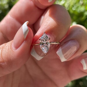 Marquise Schnitt CZ Diamant Verlobungsring, Sterling Silber Marquise Schnitt, Gold Vermeil Verlobungsring, Rose Gold Ring, Geschenk für sie Bild 5