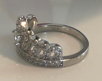 Crown Ring Sterling Silver 925 Queen Crown Ring With 5A CZ