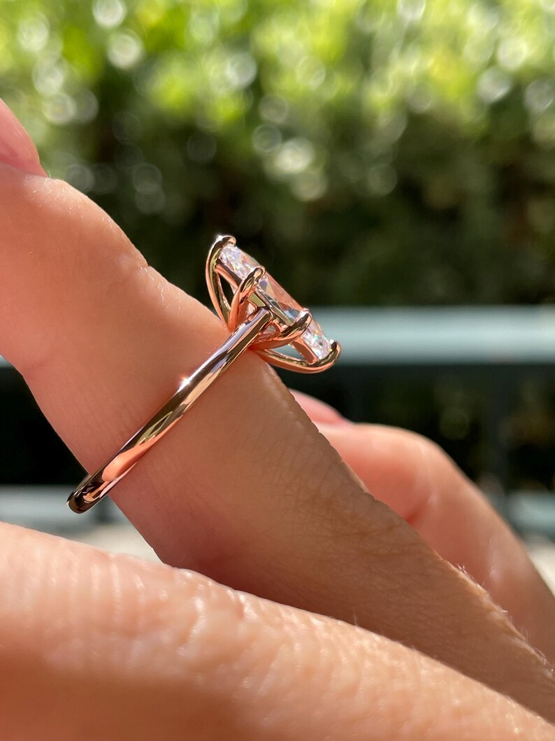 Marquise Schnitt CZ Diamant Verlobungsring, Sterling Silber Marquise Schnitt, Gold Vermeil Verlobungsring, Rose Gold Ring, Geschenk für sie Bild 4