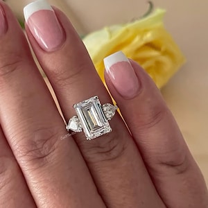 Emerald Cut CZ Engagement Ring: Sterling Silver 925, 3.5CT Simulated Diamond