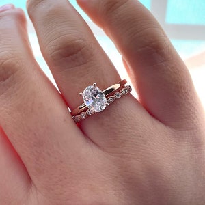 New In! Rose gold, yellow gold over sterling silver 925 bridal set with 1.5Ct CZ simulated diamond solitaire and Moissanite band