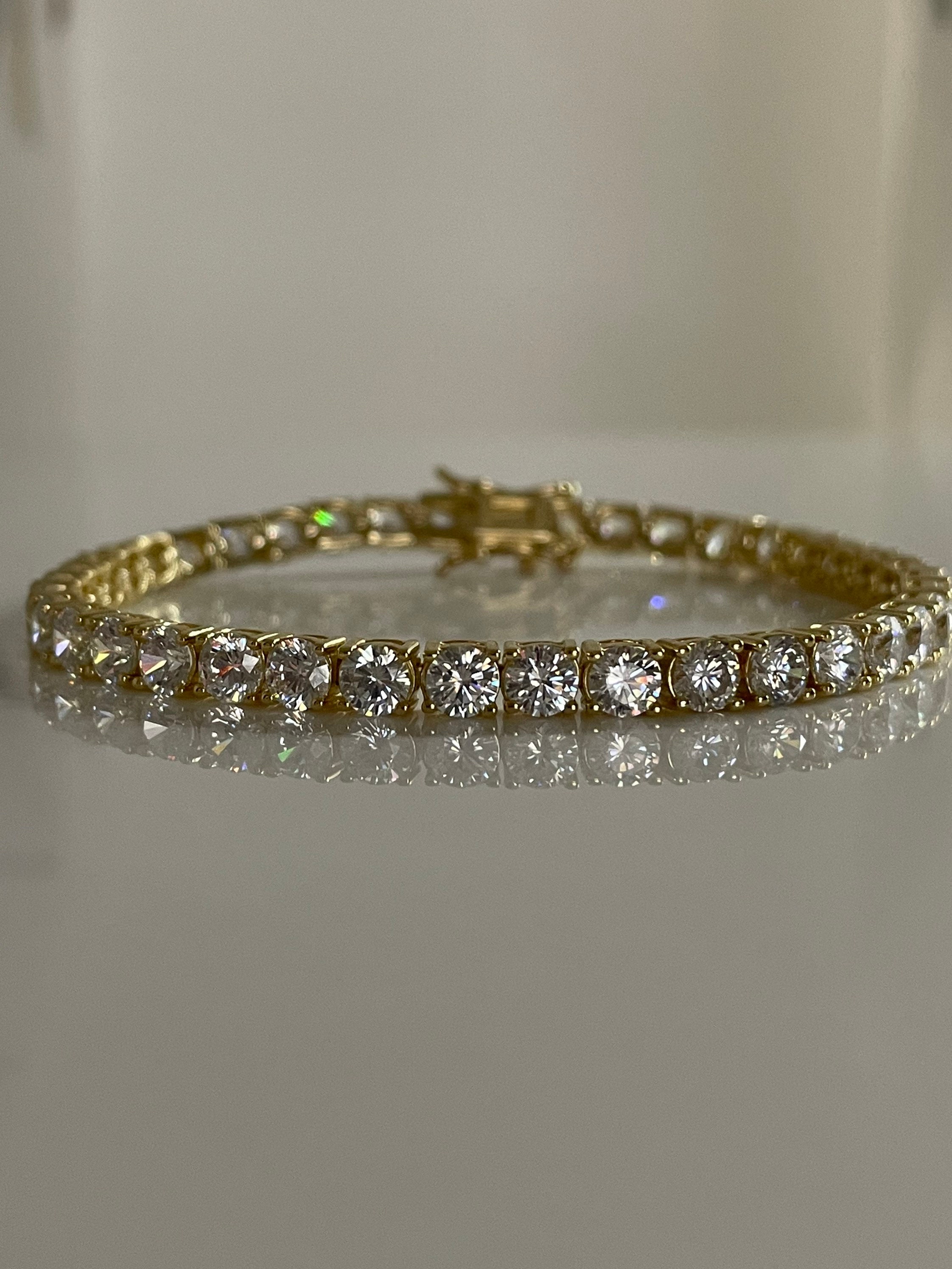 18K Yellow Gold Vermeil Tennis Bracelet With the Finest 5A CZ Etsy