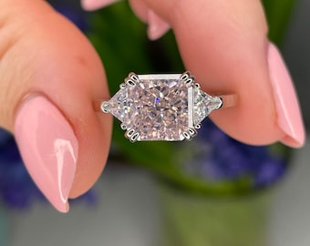 New In! The Joy. Crushed ice 3CT pink CZ simulated diamond in sterling silver 925. Engagement ring, promise ring