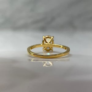 The Olivia. Yellow Gold Vermeil Engagement Ring with the finest 2CT oval cut simulated diamond image 4