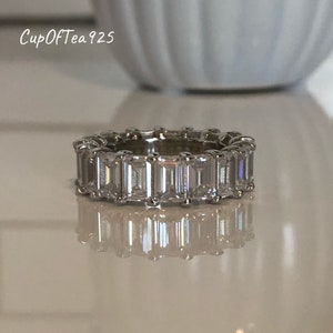 Sterling Silver 925 Classic Emerald Cut Eternity Band