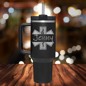 Birthday Gift for EMS, 40oz Cup with Handle for Medical Service Team, Med School Grad Gift, EMS Appreciation Week Tumbler, EMS Tech Mug