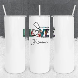 Krankenschwester Geschenk für Frauen, Krankenpflege Student Graduierung Becher Geschenk, Zukunft Krankenschwester Becher, CNA Isolierbecher, Edelstahl LPN Wasserflasche mit Stroh