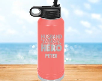 Personalized Father's Day Water Bottle, Engraved Gift for Dad