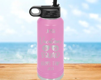 Personalized Vacation Tumbler, Insulated Travel Mug with Straw