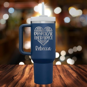 Physical Therapist Laser Engraved Mug with Lid, 40oz Mug with Handle for Physiotherapist, Gift for Grad Student, Gift for PT Assistant