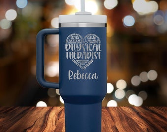 Physical Therapist Laser Engraved Mug with Lid, 40oz Mug with Handle for Physiotherapist, Gift for Grad Student, Gift for PT Assistant