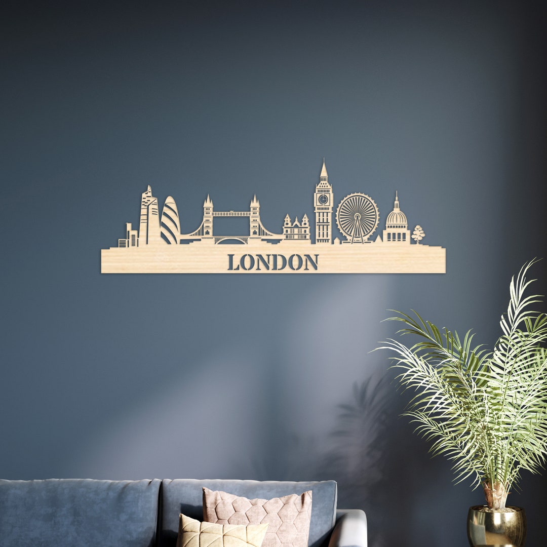 London City Skyline Hanging Wall Art, Capital of England Cutout, Modern ...