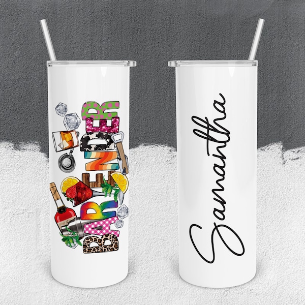 Personalized Bartender Sublimated Tumbler, Gift for Bar Worker, Mixologist Themed Drinkware, Shake it Up Style, Bartending