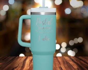 Custom Postal Worker 40oz Stainless Steel Travel Mug, Personalized Engraved Tumbler for Mail Carrier, Customized GIft, Staff Appreciation