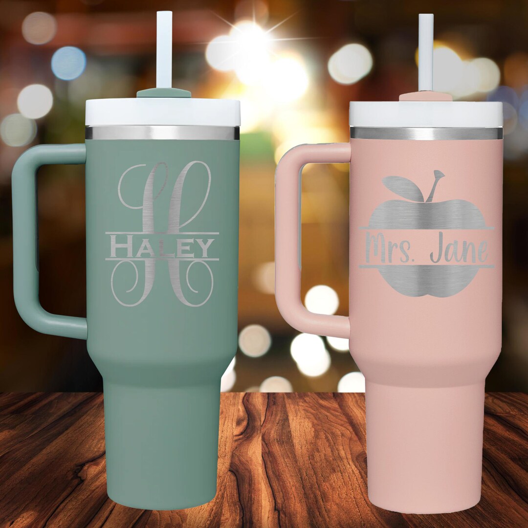 40oz With Handle Monogram Travel Tumbler, Gift for Nurse, Gift With