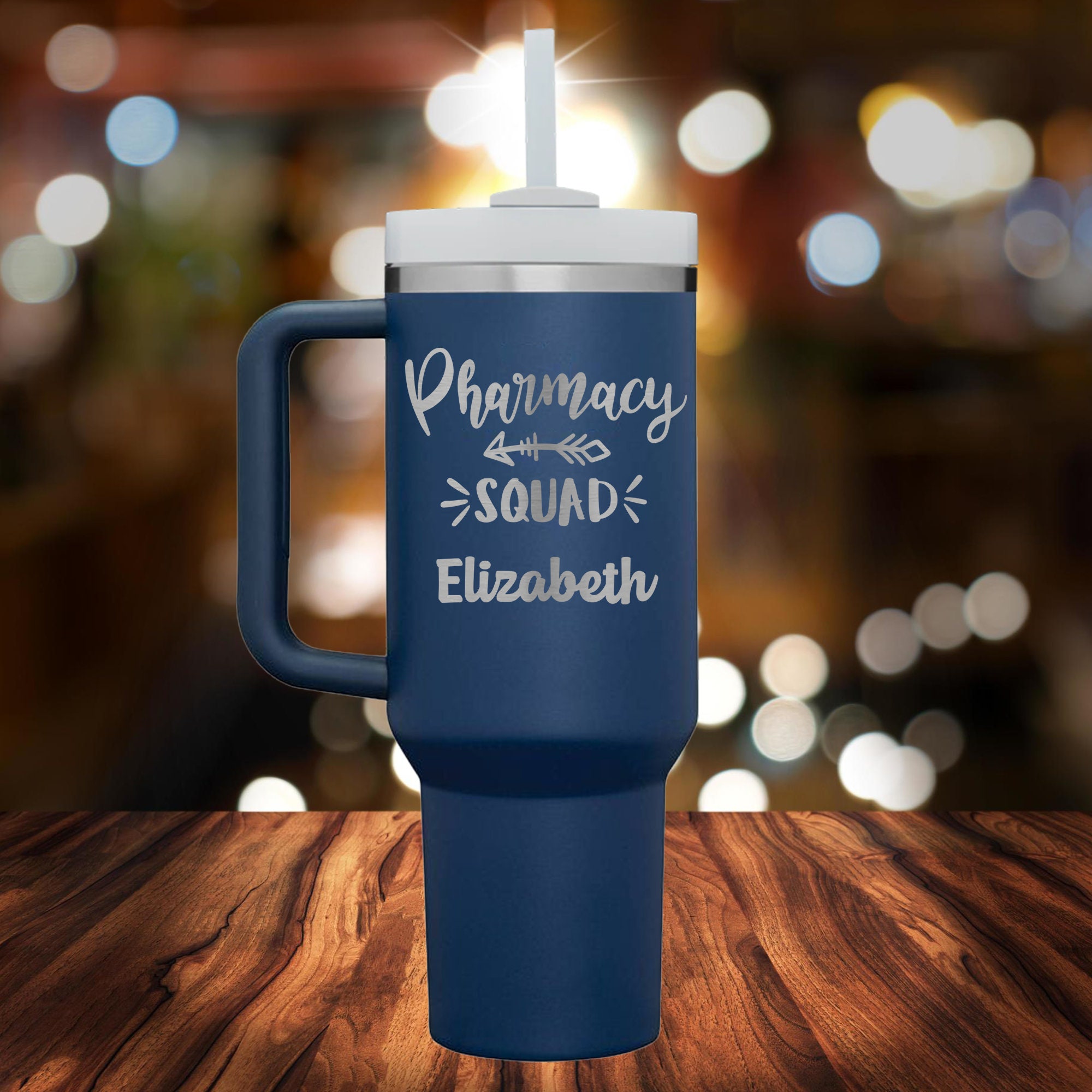 Pharmacist Personalized Tumbler, Pharmacy Student Custom Engraved Travel Mug, Insulated Stainless Steel 40oz Mug with Handle, Retirement
