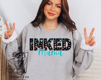 Inked Mama Tattoo Mom Graphic T-Shirt Trending Design Bundle x6- PNG for SUBLIMATION. Instant Download. Tattoo Design