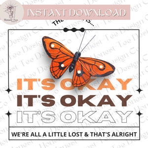 It's Okay Butterfly x2 Orange and Purple - Nightbirde Tribute Design for Sublimation. PNG Boho Butterfly Descarga instantánea