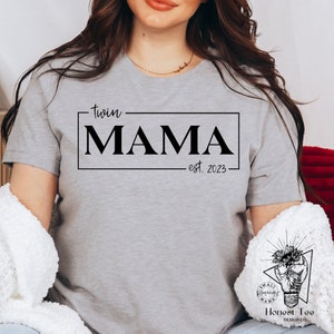 Twin Mama Mom estableció 2023 Simple Line Art - PNG y svg para Sublimación, Múltiples, Bebés Gemelos, Sublimación de Embarazo Descarga instantánea