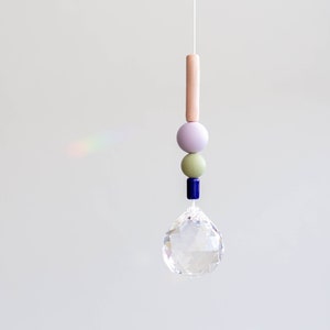 Suncatcher | Pink lilac lime green blue | Glass crystal and ceramic beads | Suncatcher