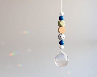 Suncatcher | Terrazzo lindgrün blau | großes Prisma | Sonnenfänger