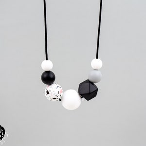 Chain | terrazzo, black, gray and white | Mom necklace | Carrying chain | tooth chain | Statement necklace