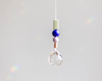 Suncatcher | Mint blue lilac pink | Glass crystal and ceramic beads | Suncatcher