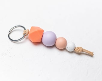 Key ring coral lilac pink gritty