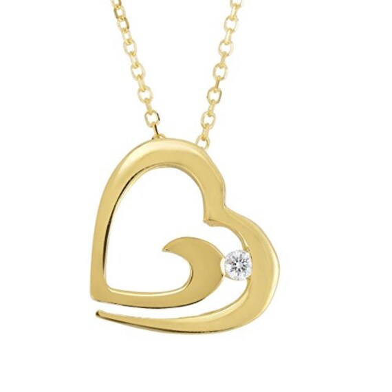 14kt Yellow Gold Open Teardrop Pendant With Round Faceted Etsy