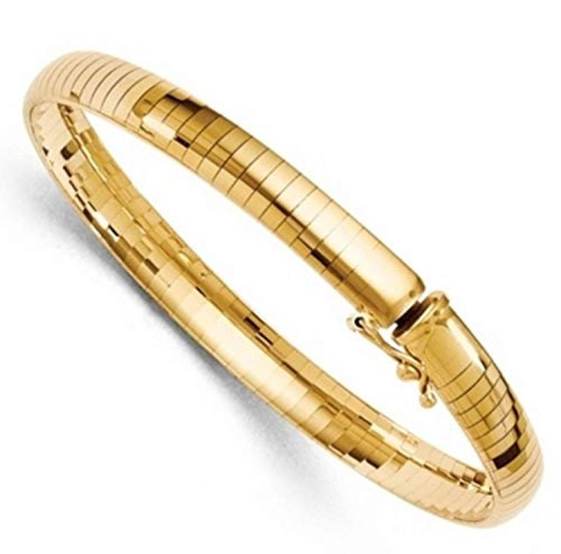 14k Yellow Gold Diamond Cut Classic Omega Bracelet With Box - Etsy