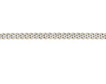 Men's Bracelet in 14k Yellow Gold with Diamond Curb Cuban Link Bracelet