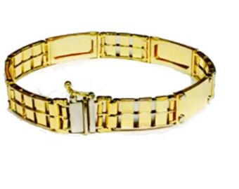 14kt Yellow+White Gold Railroad Type+Nail Head Men's Rolex Bracelet