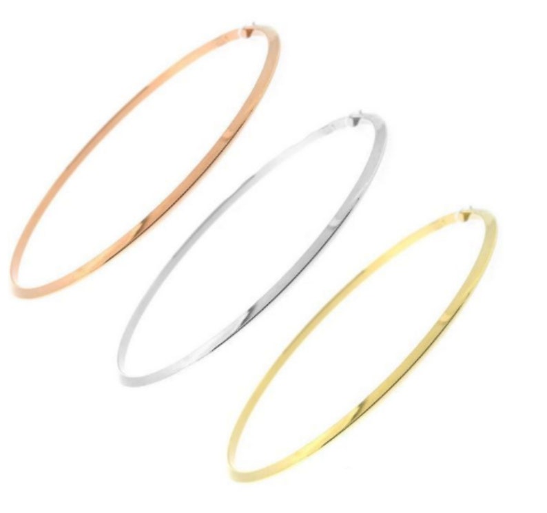 White or Rose Shiny Twisted Round Tube Stackable Bangle in 14k Gold Yellow