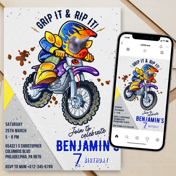 Motocross Birthday Invitation, Motor Bike Birthday Invitation, Editable Bike Template, MOTORBIKE Invitation, Motorcycle Birthday Invite