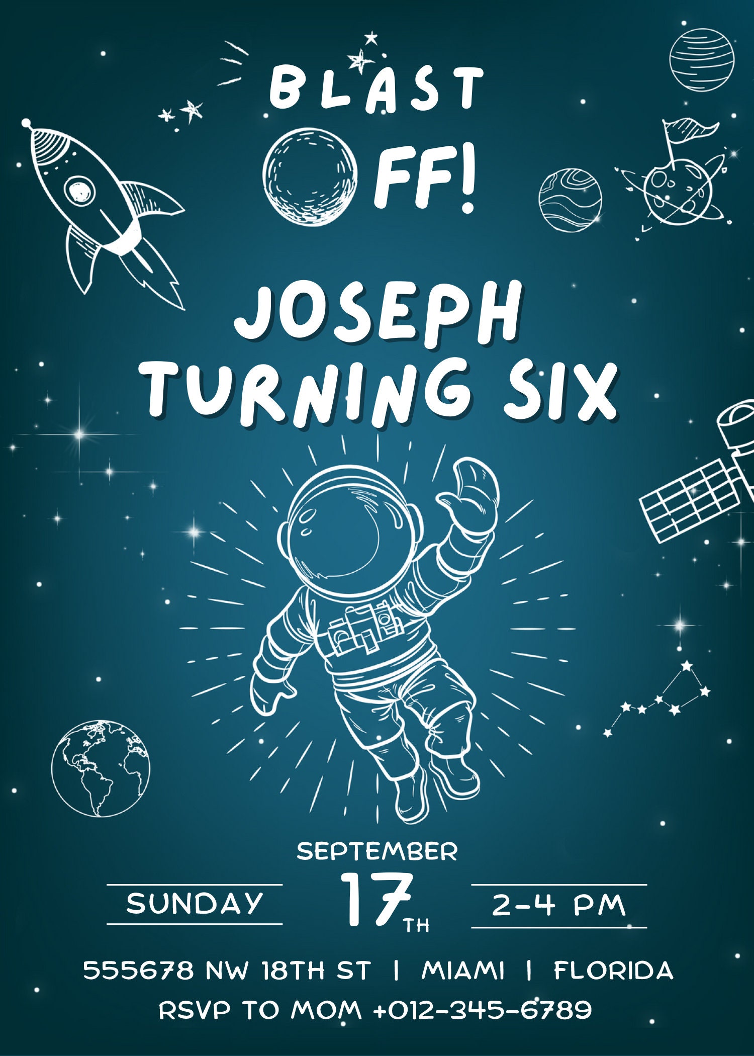 Rocket Inviation Editable Space Birthday Invitation, Rocket Ship Invitation, Space ...