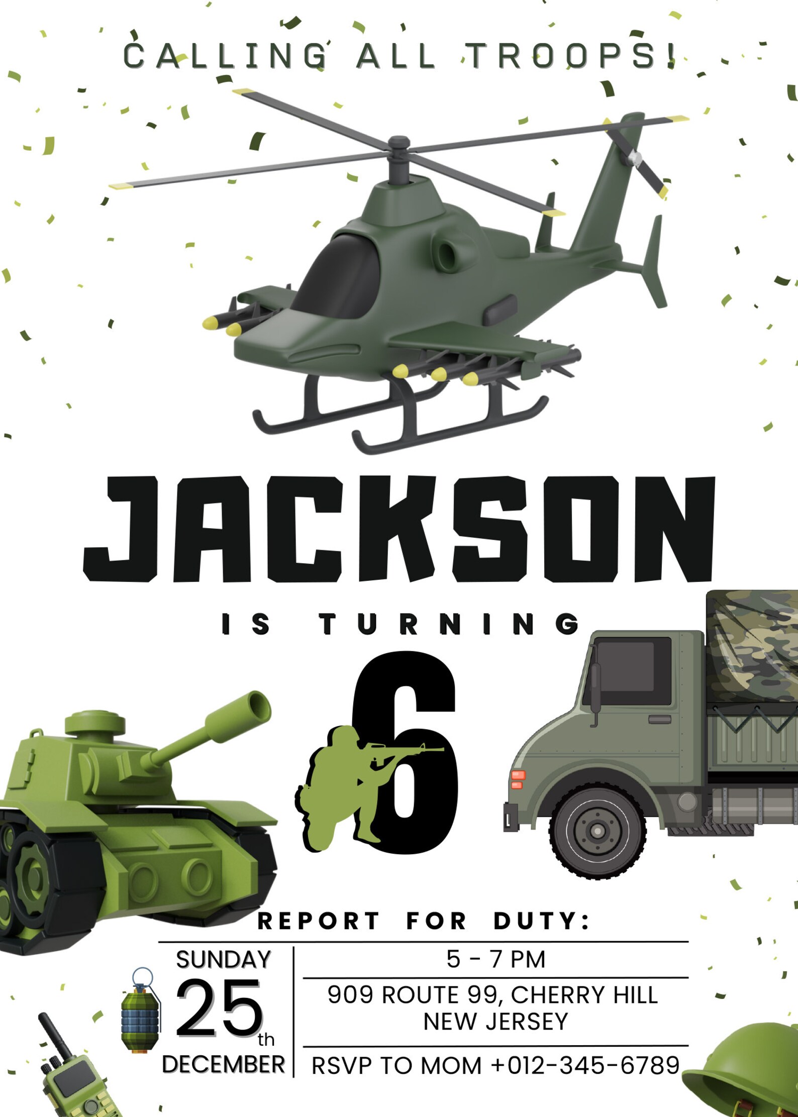 Editable Army Birthday Invitation, Military Birthday Invitation, Army ...